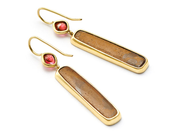 Australian Boulder Opals and Cushion Cut Spinels in 18kt Gold