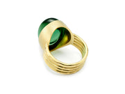 Green Tourmaline Four Band Ring set in hammered 18kt Gold