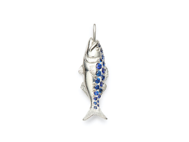 18kt White Gold Nantucket Bluefish Sapphire Pendant