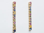 Multi-colored Sapphire Drop Earrings in 18kt Gold