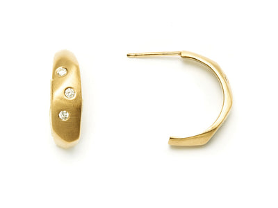 The Diana Earrings with Diamonds - 18kt Yellow Gold
