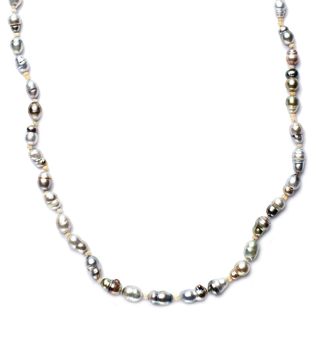 38-inch Silver Baroque Pearl Necklace