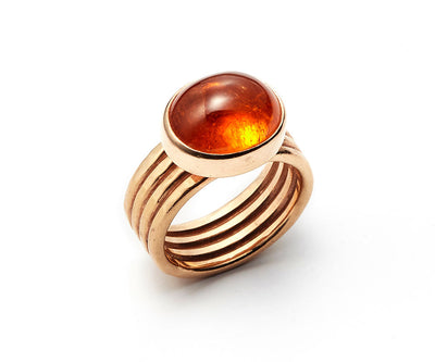 Spessartite Garnet Set in 14kt Rose Gold 4 Band Ring