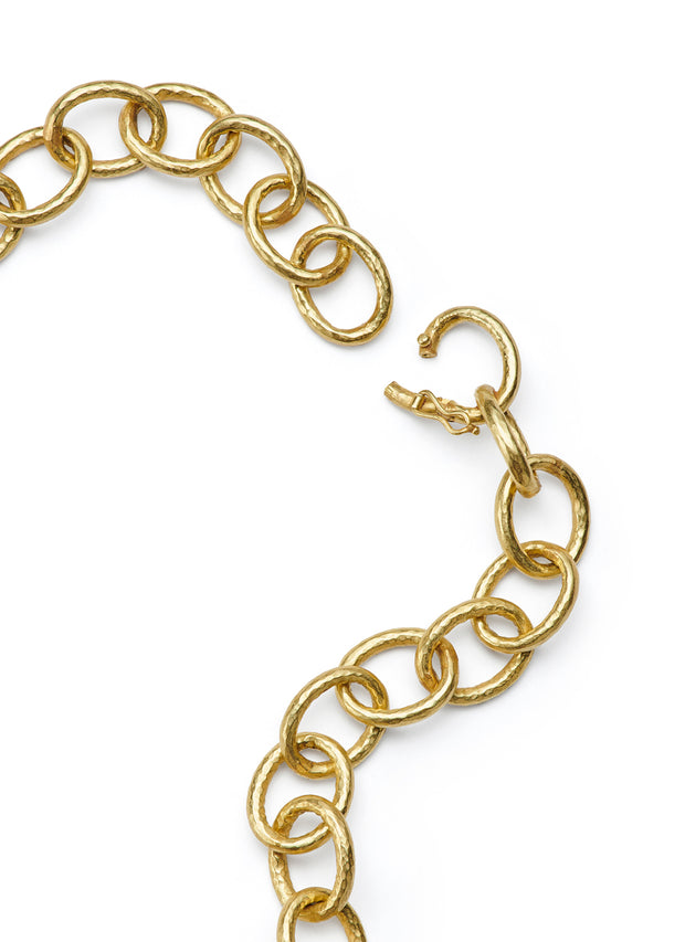 18kt Small Link Hammered Chain