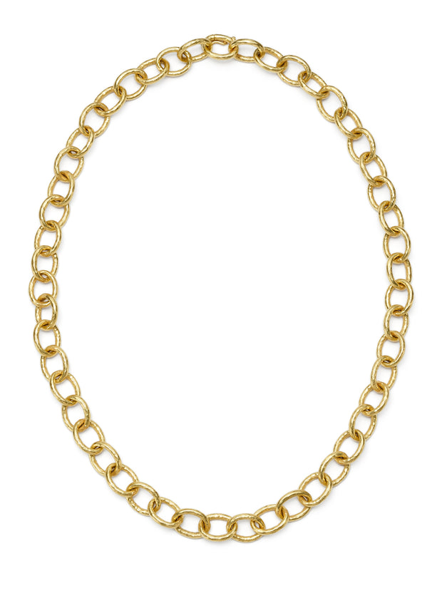 18kt Small Link Hammered Chain