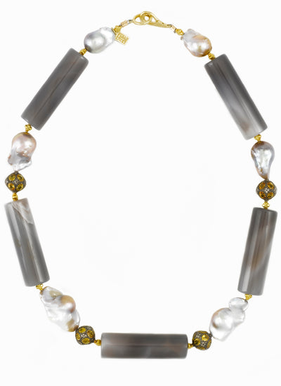 20-inch Mr. Fog & Sun Baroque Pearl and Sapphire Necklace
