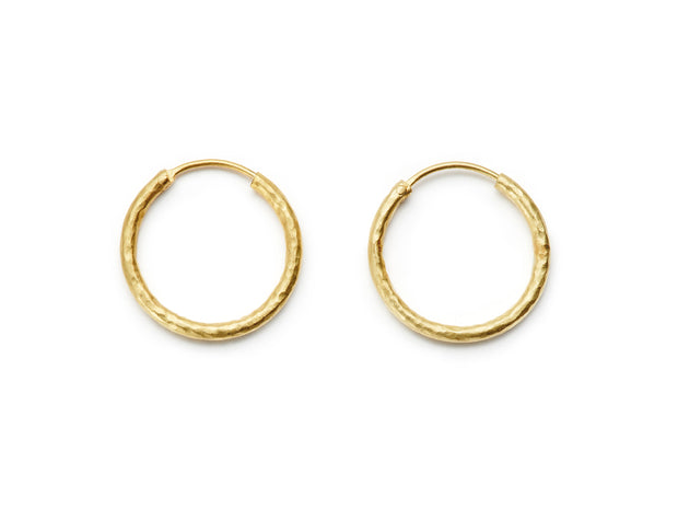25mm Hand Hammered 20kt Gold Hoop Earrings