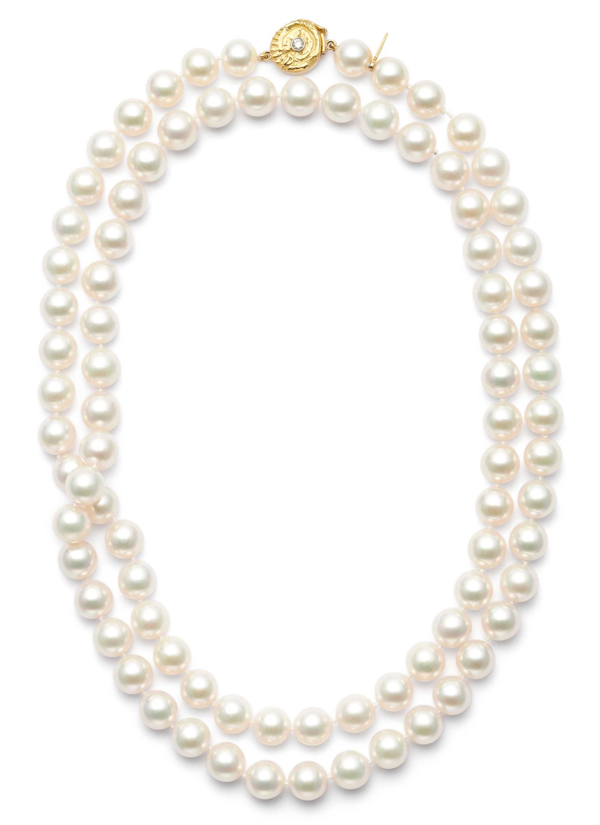 Akoya Pearls with Diamond “Seaquin” Clasp