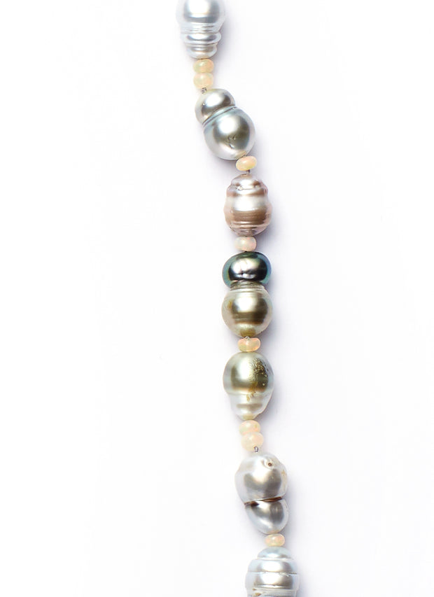 Mens or Unisex Tahitian Pearl Necklace solitaire with Rubber Cord and Baroque  Tahitian Pearl