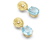Aquamarine and Star and Sea with Diamond Earrings