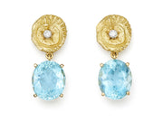 Aquamarine and Star and Sea with Diamond Earrings