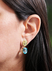 Aquamarine and Star and Sea with Diamond Earrings
