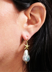 Baroque Pearls with 18kt Gold Starfish Earrings