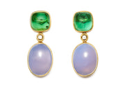 Chalcedony and Green Tourmaline Earrings with Diamonds