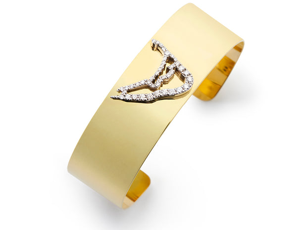 Diamond Map Cuff Bracelet in 18kt Gold
