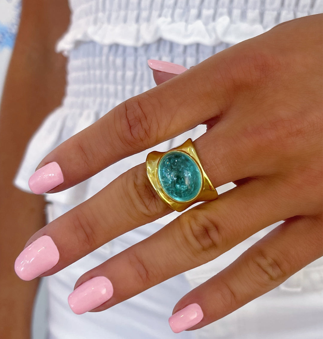 アクセサリー Adlin Hue Paraiba Tourmaline Ring Adorned - 18K White Gold Natural Paraiba Tourmaline Ring