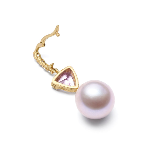 Pink South Sea Pearl and Sapphire Pendant with Diamond Clasp