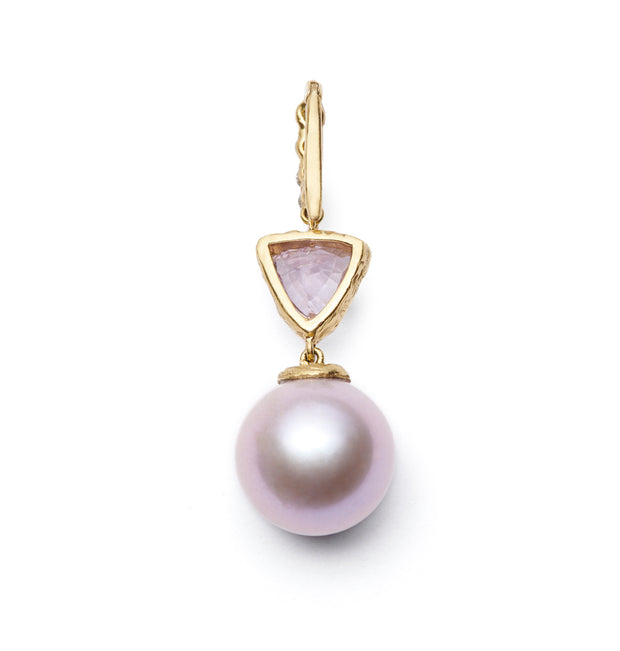 Pink South Sea Pearl and Sapphire Pendant with Diamond Clasp
