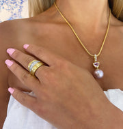 Pink South Sea Pearl and Sapphire Pendant with Diamond Clasp