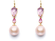 Pink Topaz, Pink Sapphire and Pink Freshwater Pearls set in 18kt Gold