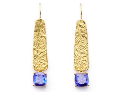 Seascape Drops in 18kt Gold with Cushion Cut Tanzanite
