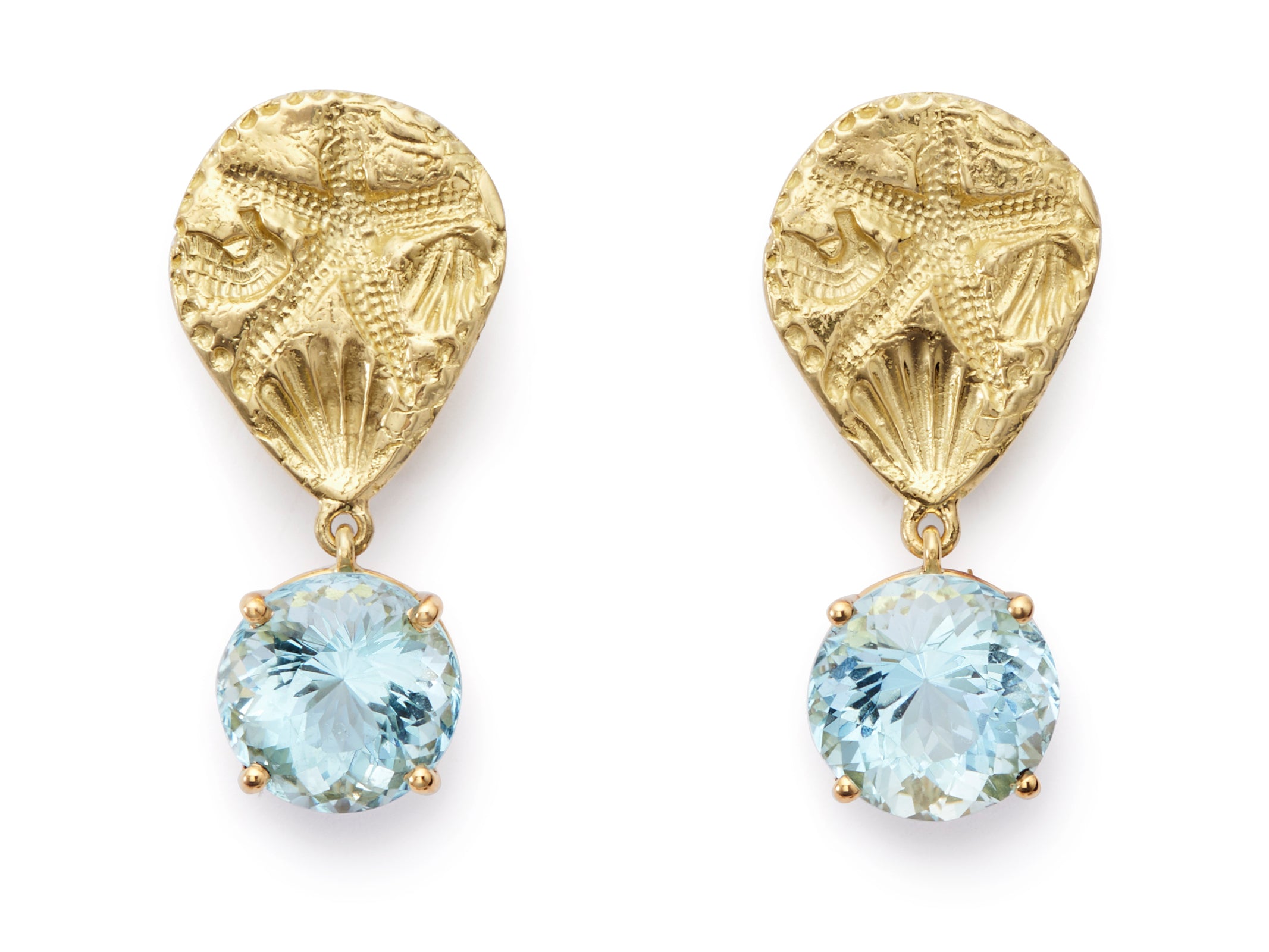 Seascape Earrings in 18kt Yellow Gold with Fine Faceted