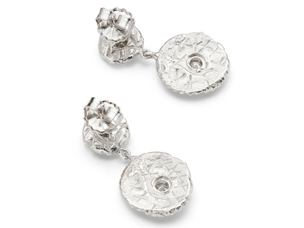 "Seaquin" and “Sea Star” Drop Earrings in 18kt White Gold